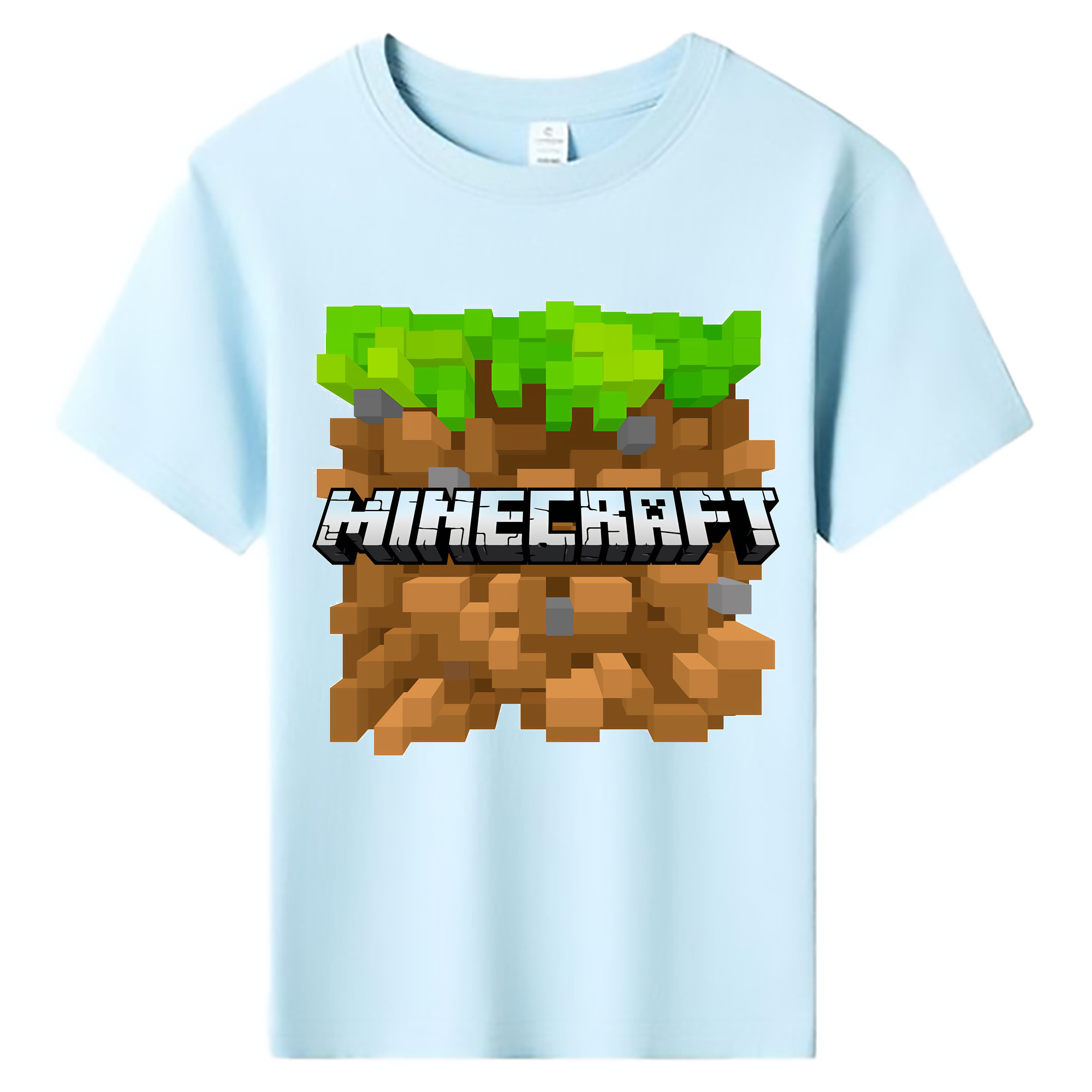 （画像用） マインクラフト ブロックの世界 Minecraft MC Block world 綿100％キッズTシャツ（フロントプリント）